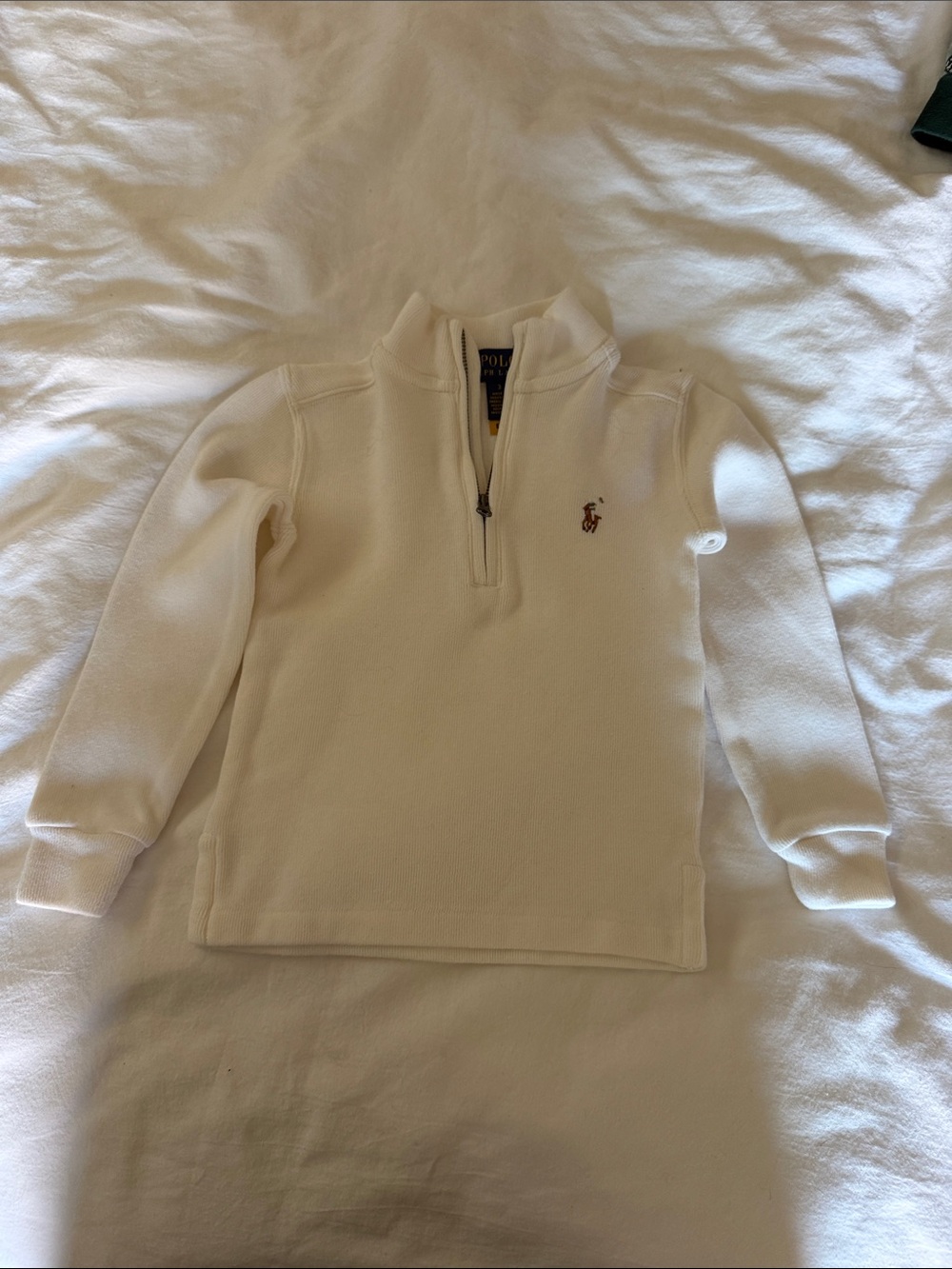 Ralph Lauren Ivory Half-Zip Sweatshirt with Embroidered Pony